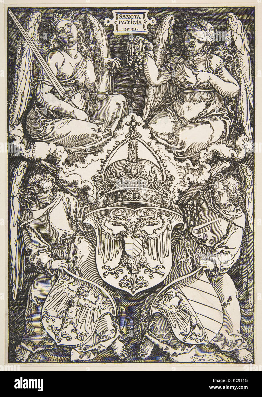 Die Arme des Reiches und der Stadt Nürnberg, Albrecht Dürer, 1521 Stockfoto
