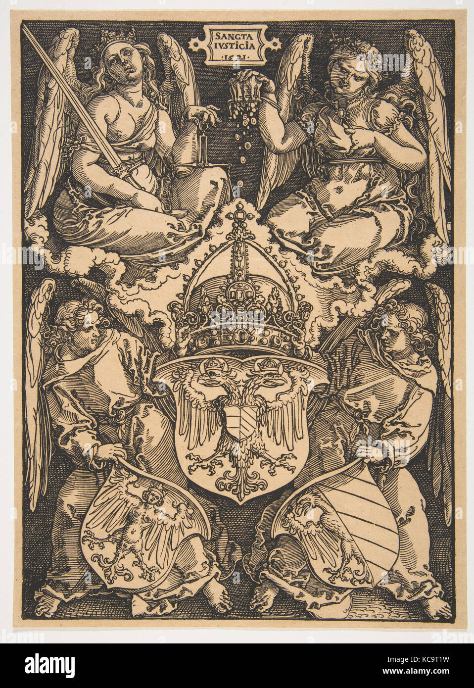 Die Arme des Heiligen Römischen Reiches und der Stadt Nürnberg, Albrecht Dürer, N. d Stockfoto