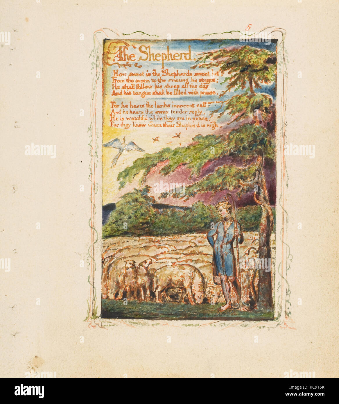 Lieder der Unschuld und Erfahrung: Der Hirte, William Blake, Ca. 1825 Stockfoto