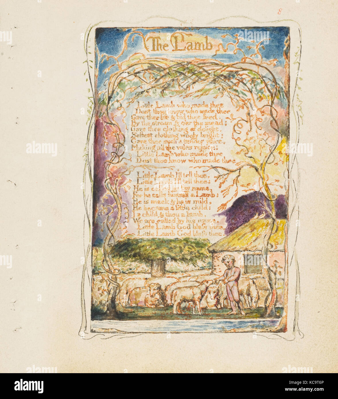 Lieder der Unschuld und Erfahrung: Das Lamm, William Blake, Ca. 1825 Stockfoto