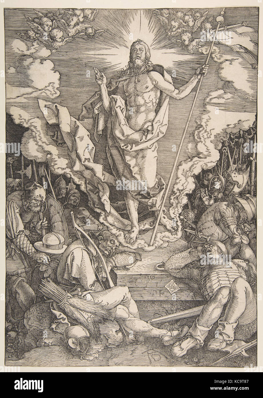 Die Auferstehung, n.d., Holzschnitt, Blatt: 15 1/2 x 10 7/8 in. (39,4 x 27,6 cm), Drucke, Albrecht Dürer (Deutsch, Nürnberg 1471 Stockfoto