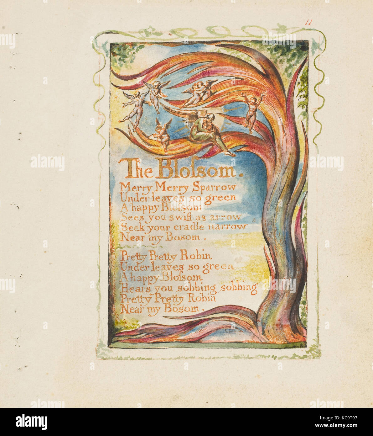 Lieder der Unschuld und Erfahrung: die Blüte: Merry Merry Spatz, William Blake, Ca. 1825 Stockfoto