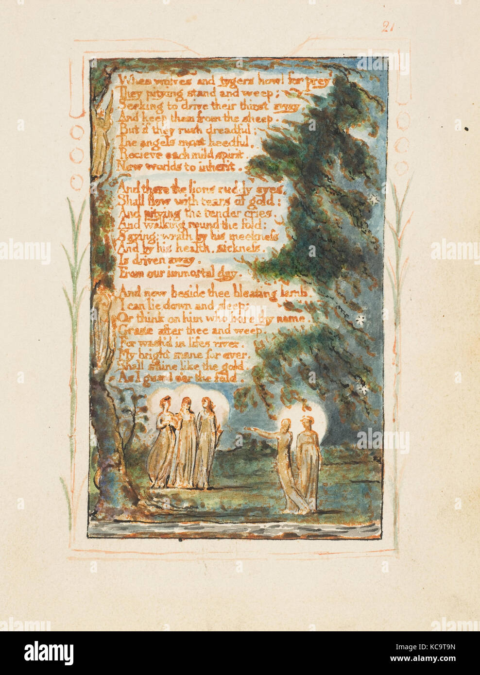 Lieder der Unschuld und Erfahrung: Nacht (zweite Platte): Wenn Wölfe und tygers heulen nach Beute, William Blake, Ca. 1825 Stockfoto