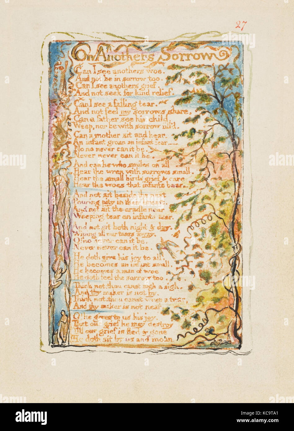 Lieder der Unschuld und Erfahrung: Auf Anothers Trauer, William Blake, Ca. 1825 Stockfoto