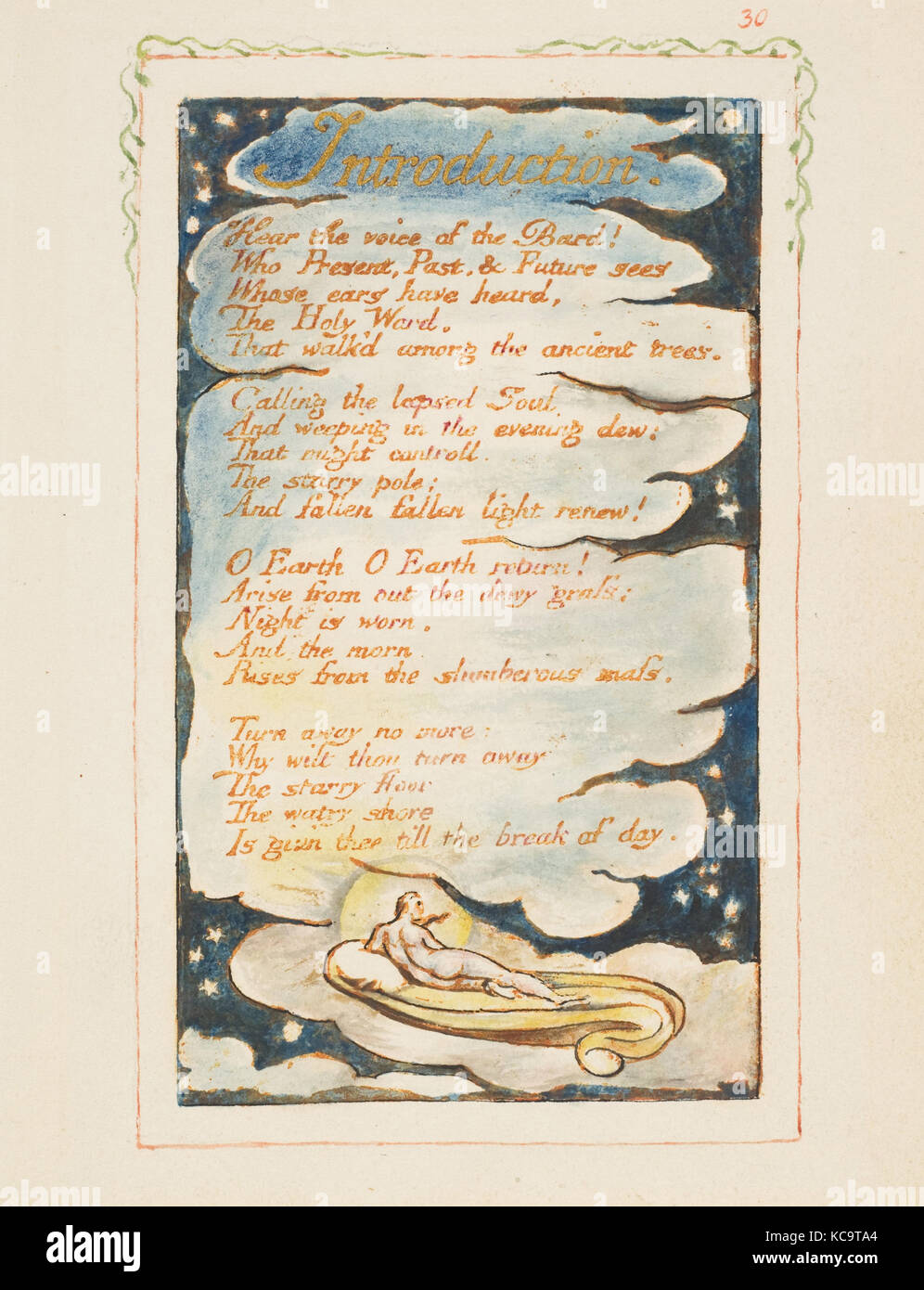 Titel der Erfahrung: Einführung: hören die Stimme des Barden, William Blake, Ca. 1825 Stockfoto