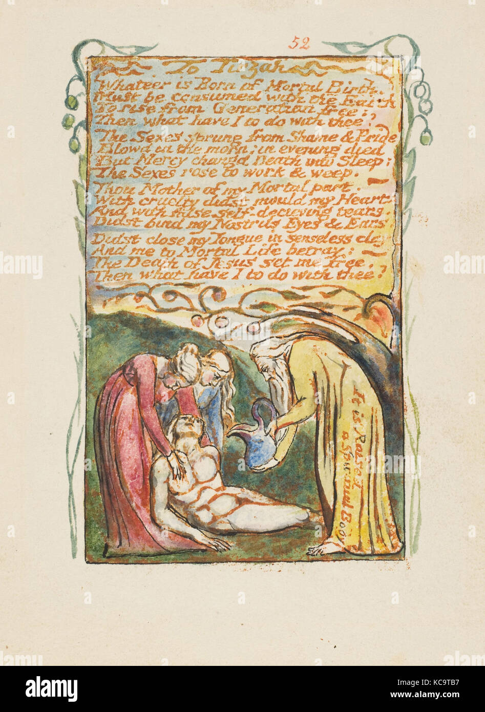 Lieder der Unschuld und Erfahrung: zu Thirza, William Blake, Ca. 1825 Stockfoto