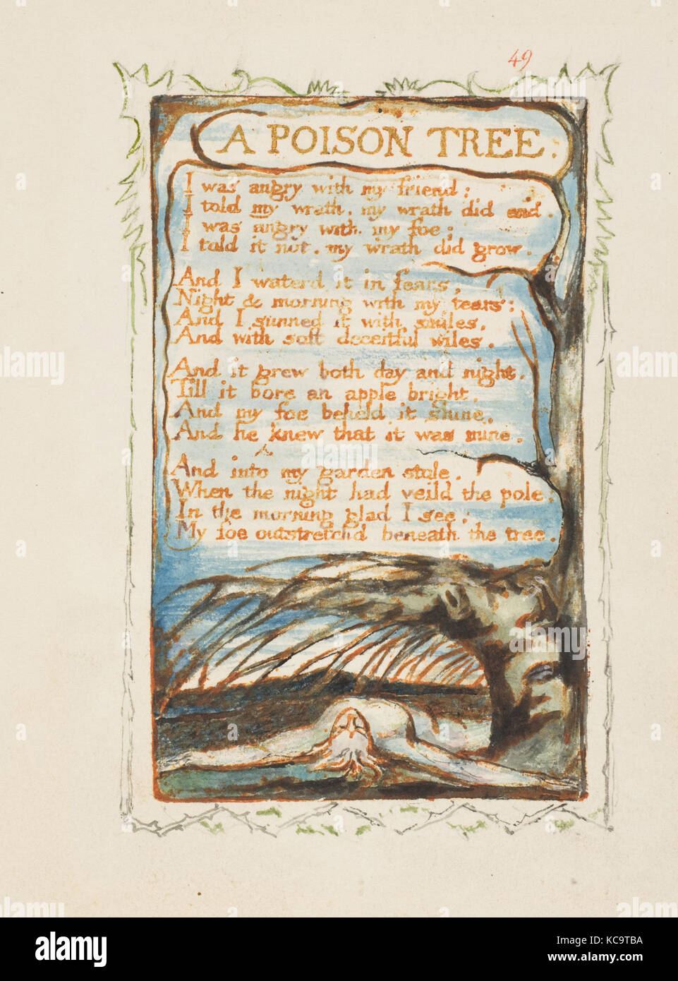 Lieder der Unschuld und Erfahrung: ein Gift Baum, William Blake, Ca. 1825 Stockfoto