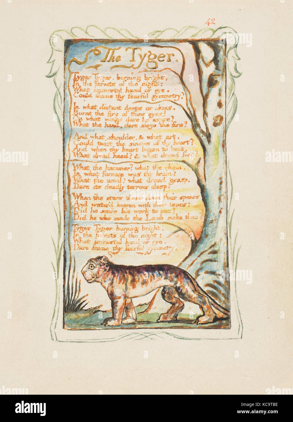Lieder der Unschuld und Erfahrung: Die Tyger, William Blake, Ca. 1825 Stockfoto