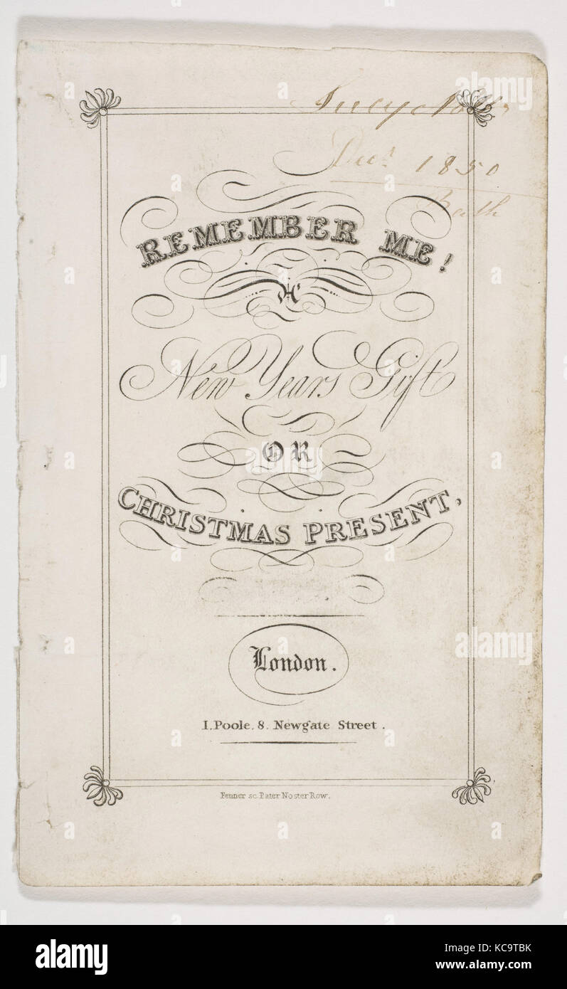 Erinnern Sie sich an mich! New Year's Geschenk oder Weihnachtsgeschenk, Fenner, 1826 Stockfoto