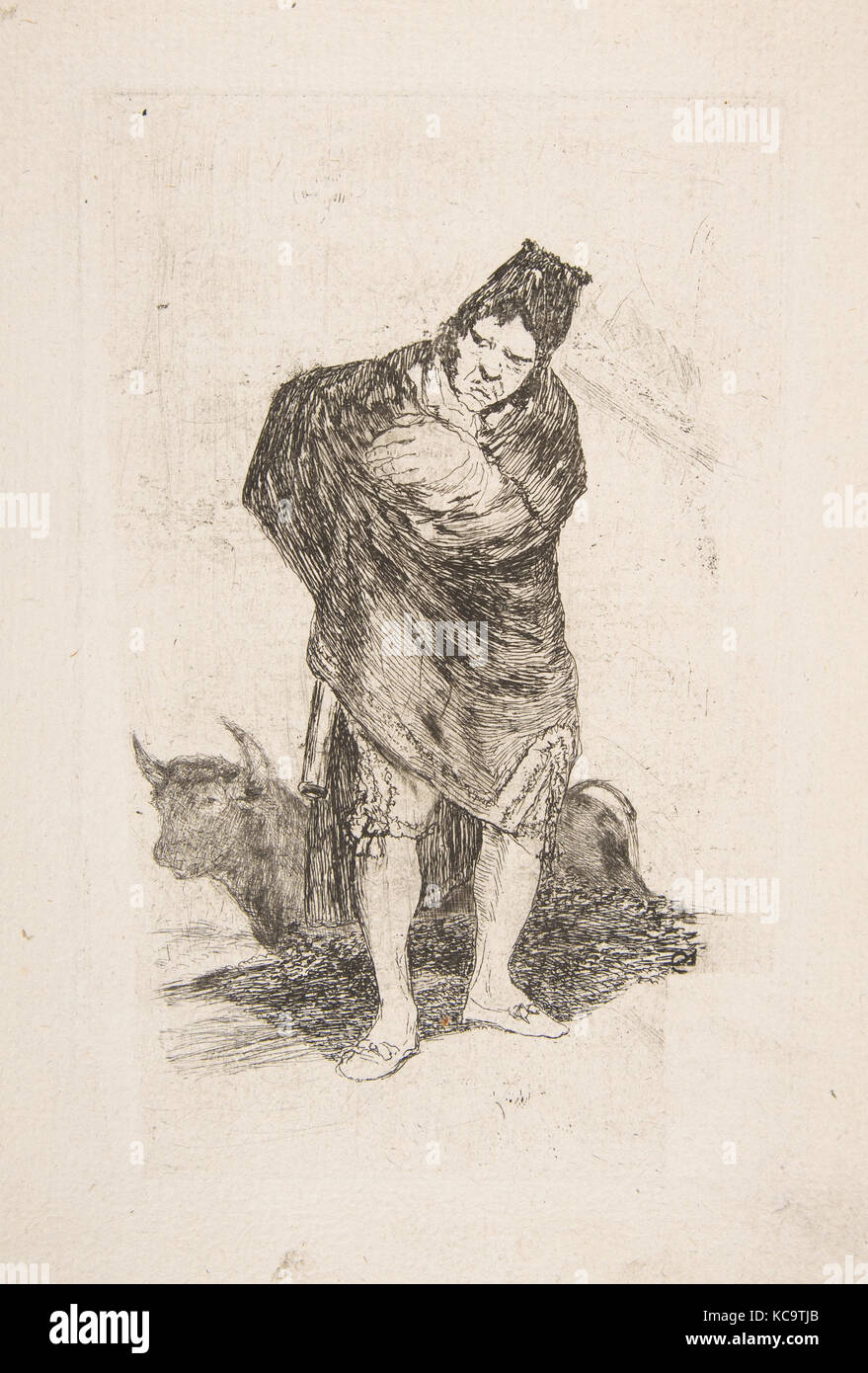 Die verhüllten Mann (El Embozado), Ätzen und Kaltnadel, Platte: 7 1/2 x 4 3/4 in. (19 × 12 cm), Drucke, nach Goya (Francisco de Stockfoto