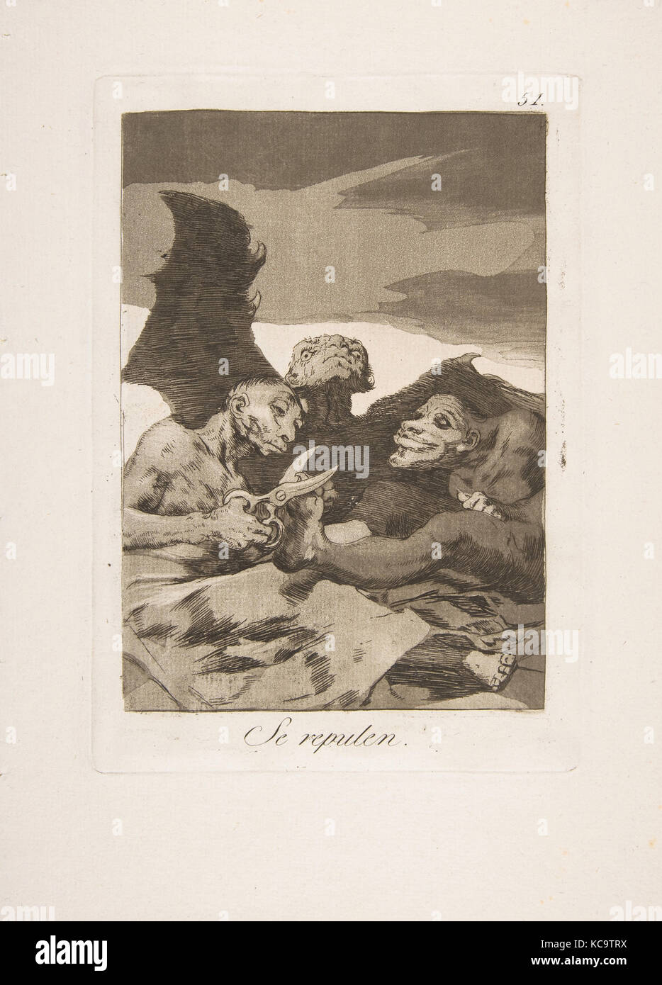 Platte 51 von 'Los Caprichos': Sie selbst Fichte (Se repulen.), Goya, 1799 Stockfoto