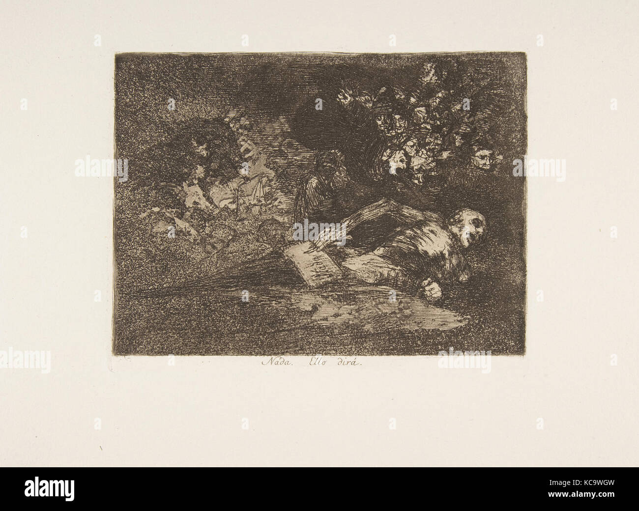 Platte 69 aus "Die Katastrophen des Krieges" (Los Desastres de la Guerra): "Nichts. Die Veranstaltung weiterempfehlen." (Nada. Ello dirá), Goya Stockfoto