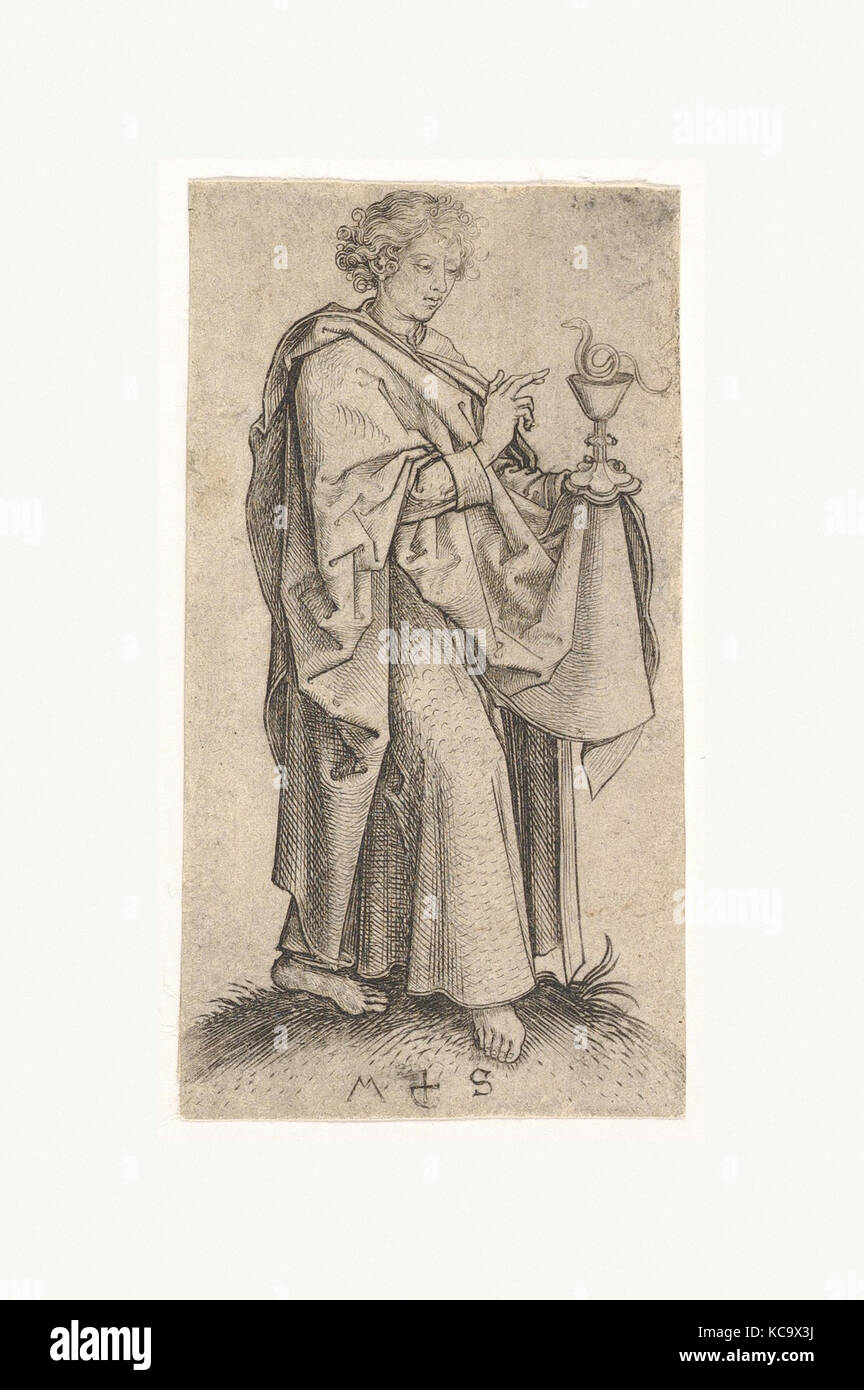 St. John, 15. Jahrhundert, Gravur, Drucke, Martin Schongauer (Deutsch, Colmar Ca. 1435/50 - 1491 Breisach Stockfoto