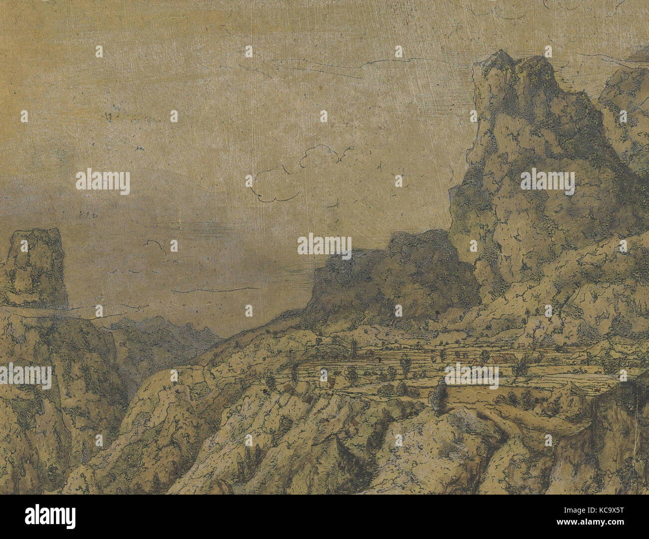 Berg Tal mit einem Plateau, Hercules Segers, Ca. 1625-30 Stockfoto