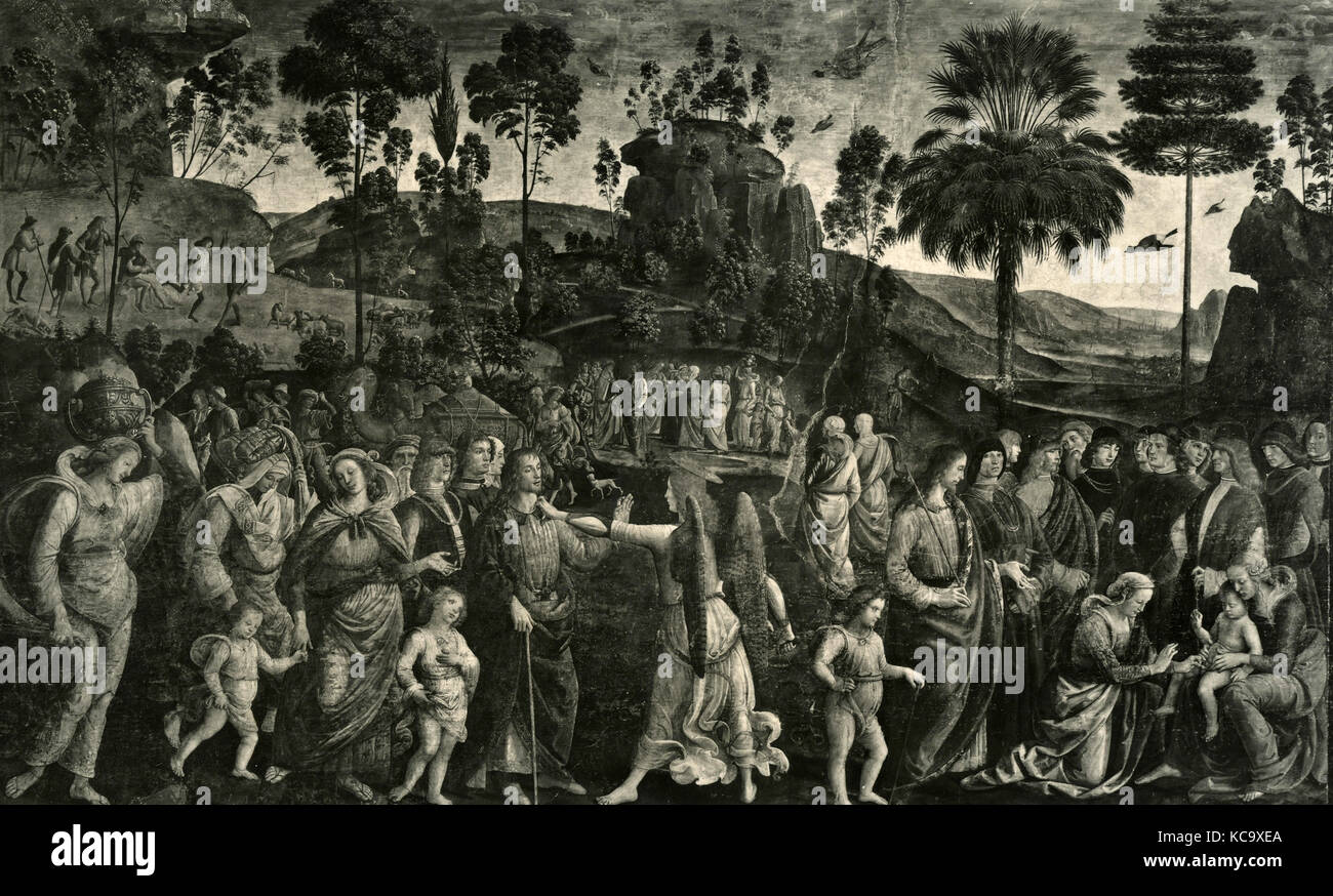 Die Beschneidung von Moses' Kindern, Gemälde von Perugino und Pinturicchio Stockfoto