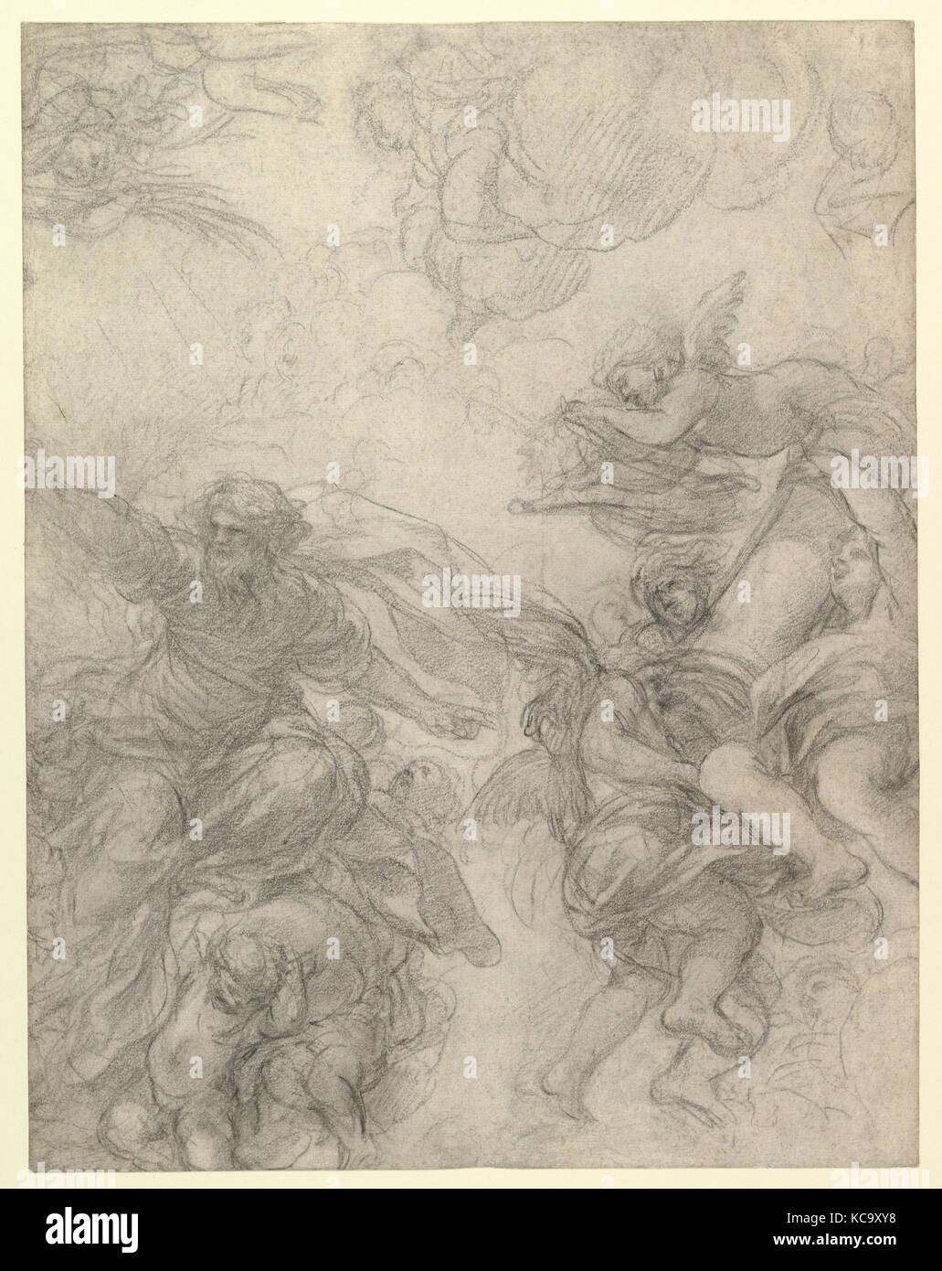 Gott, der Vater, mit Engel Holding Symbole der Leidenschaft, Pietro da Cortona, 1647-51 Stockfoto