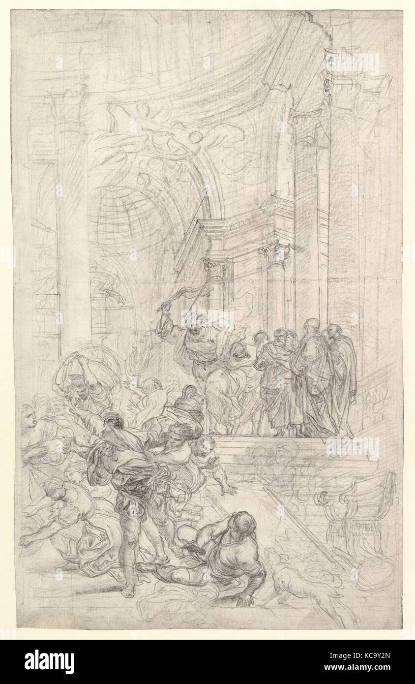 Christus Fahren die Geldwechsler aus dem Tempel, Lorenzo de' Ferrari, 1680 - 1744 Stockfoto
