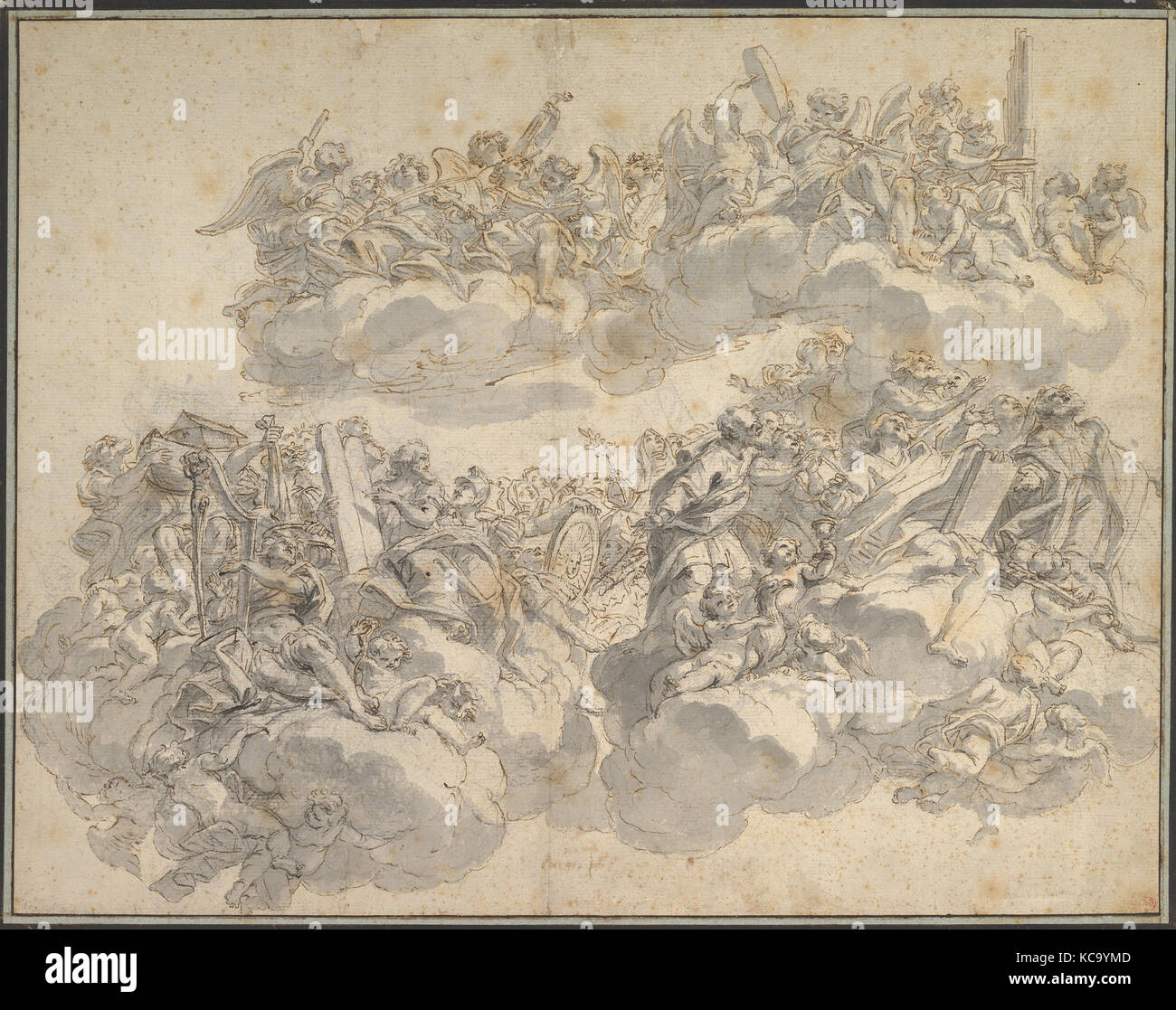 Patriarchen, Propheten, Heiligen und Music-Making Engel in Herrlichkeit, Giovanni Battista Gaulli, 1639 - 1709 Stockfoto