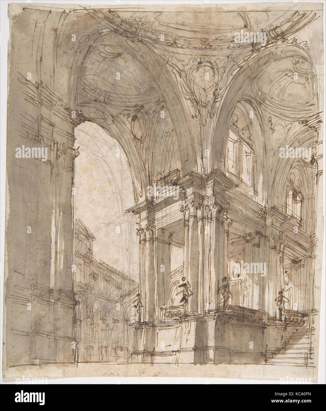 Architektonische Studie (recto); separates Blatt mit architektonischen Zeichnung (verso), Filippo Juvarra, 1676 - 1736 Stockfoto