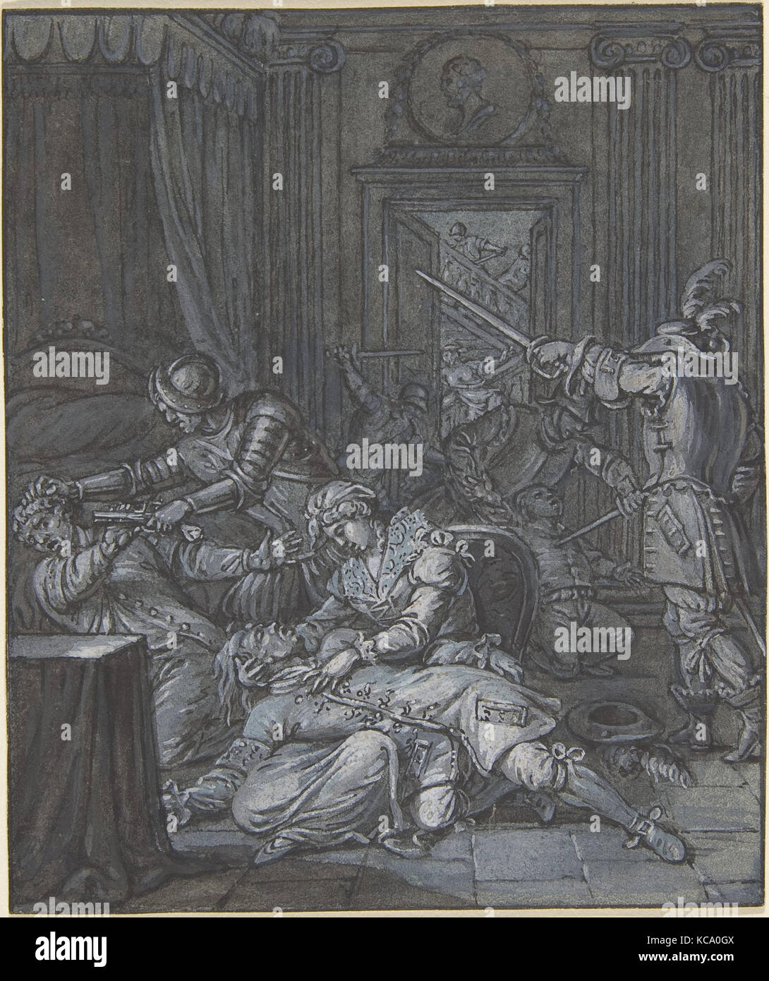 Innenaufnahmen mit Soldaten plündern, Anonym, 17. Jahrhundert zugeschrieben Stockfoto