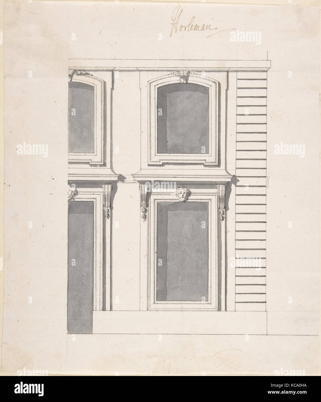 Design für ein Palast Fassade: Detail von Fenstern und Türen, Carl Hårleman, Anfang des 18. bis Mitte des 18. Jahrhunderts Stockfoto