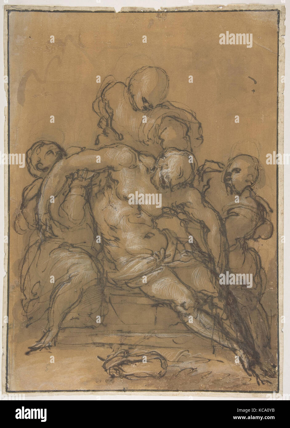 Den toten Christus, unterstützt durch drei Figuren, Giovanni Battista Naldini, 1537-91 Stockfoto