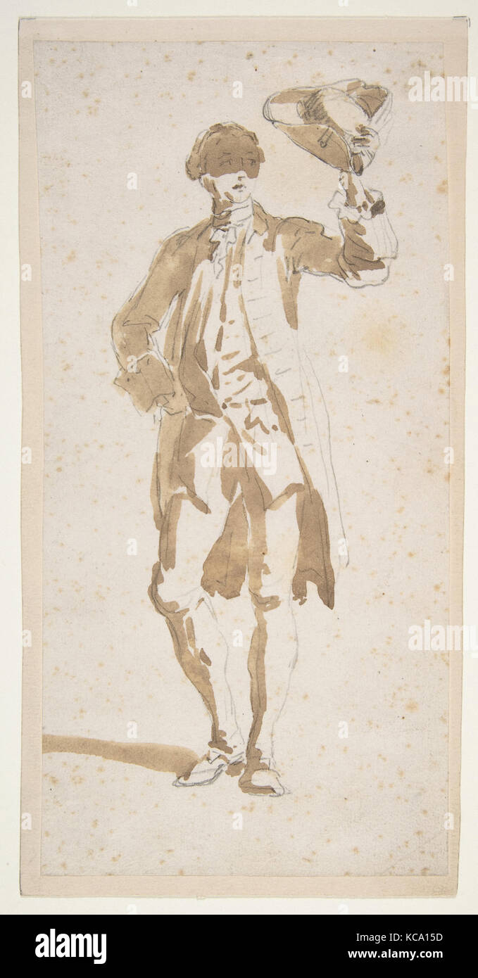 Mann sein Gesicht Schattierung mit einem Tricorne, Giovanni Paolo Panini, 1691 - 1765 Stockfoto