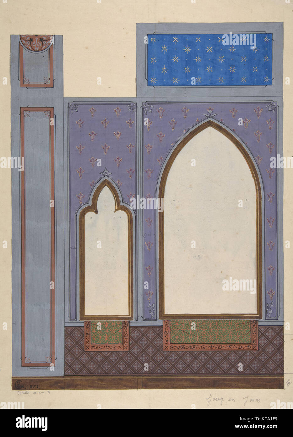 Design für die Wand Dekoration im Haus des Barons Malet in Jouy-en-Josas (Seine-et-gise), Jules-Edmond - Charles Lachaise, 1871 Stockfoto