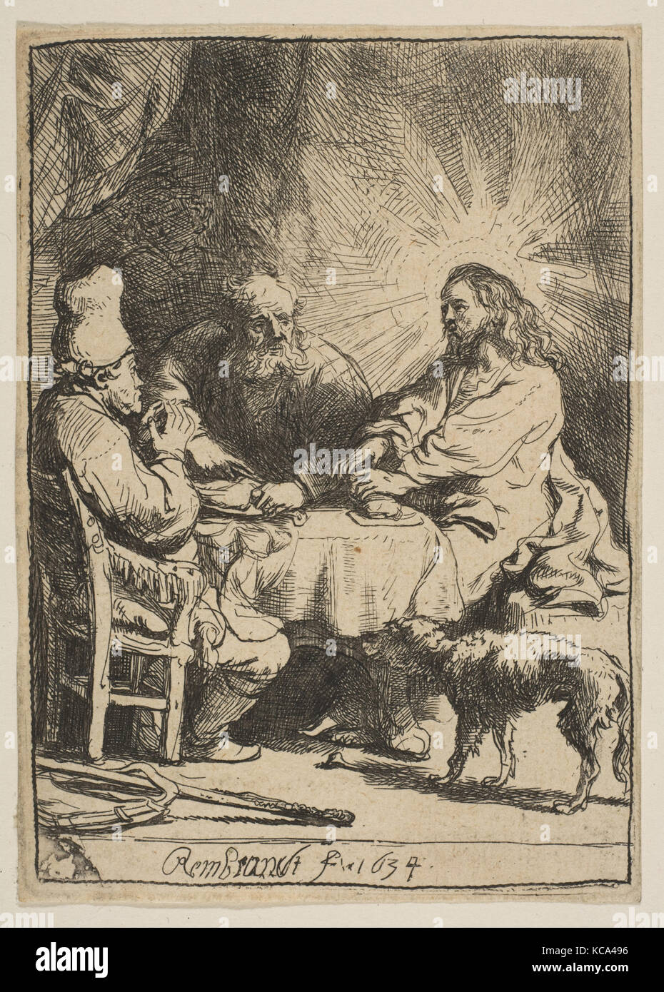 Christus in Emmaus: Die kleinere Platte, Rembrandt, 1634 Stockfoto