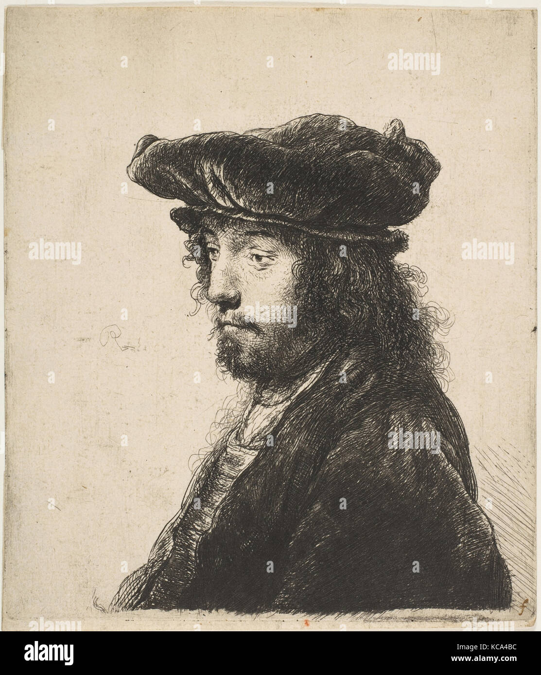 Die vierte Orientalische Kopf, Ca. 1635, Radierung; 2. der Zustand der drei, Platte: 6 1/8 x 5 3/8 in. (15,6 x 13,6 cm), Drucke, Rembrandt Stockfoto