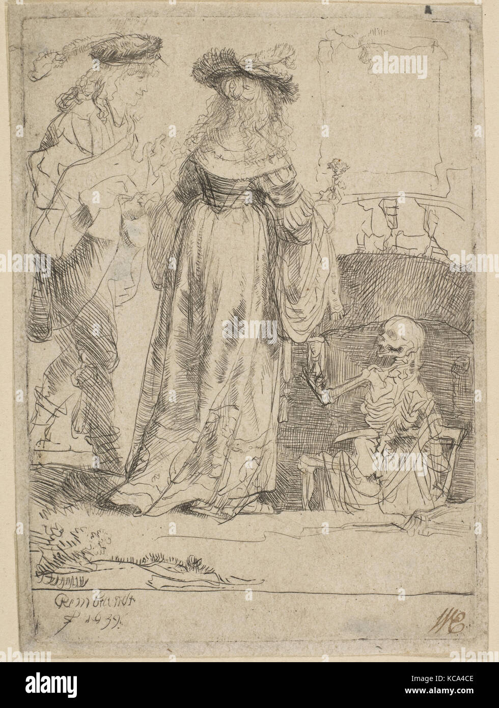 Der Tod erscheint ein ANGETRAUTEN Paar aus einem offenen Grab, Rembrandt, 1639 Stockfoto