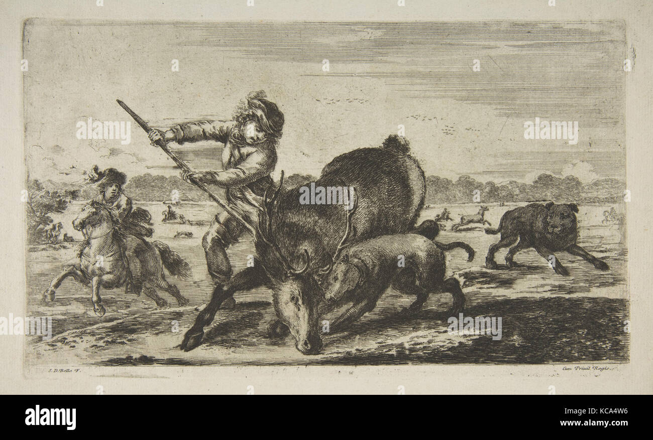 Hirsch an der Bucht von 'Tier jagt" (Chasses à différents Animaux), Stefano Della Bella, Ca. 1654 Stockfoto