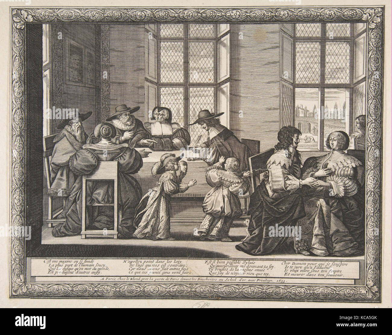 Der Ehevertrag, 1633, Radierung; erste Zustand von zwei, Blatt (getrimmte): 10 1/4 in. × 13 in. (26×33 cm), Drucke, Abraham Stockfoto