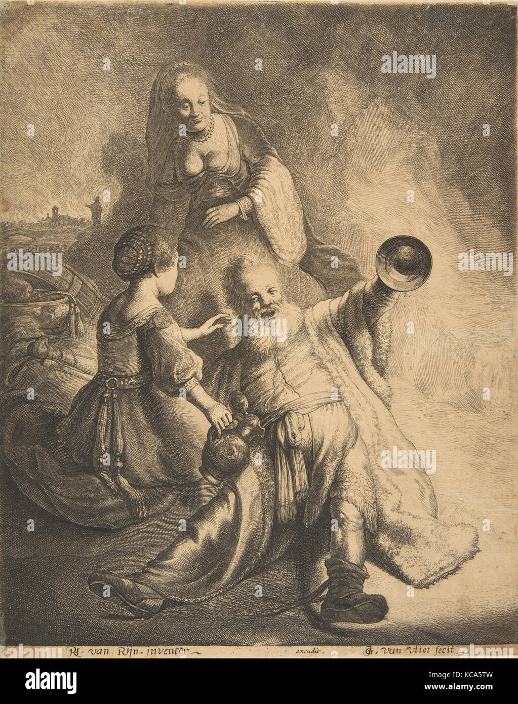 Lot und seine Töchter, 1620-40, Ätzen; vierte Zustand der Fünf, Blatt: 10 7/8 x 8 13/16 in. (27,7 x 22,4 cm), Drucke, Jan Stockfoto