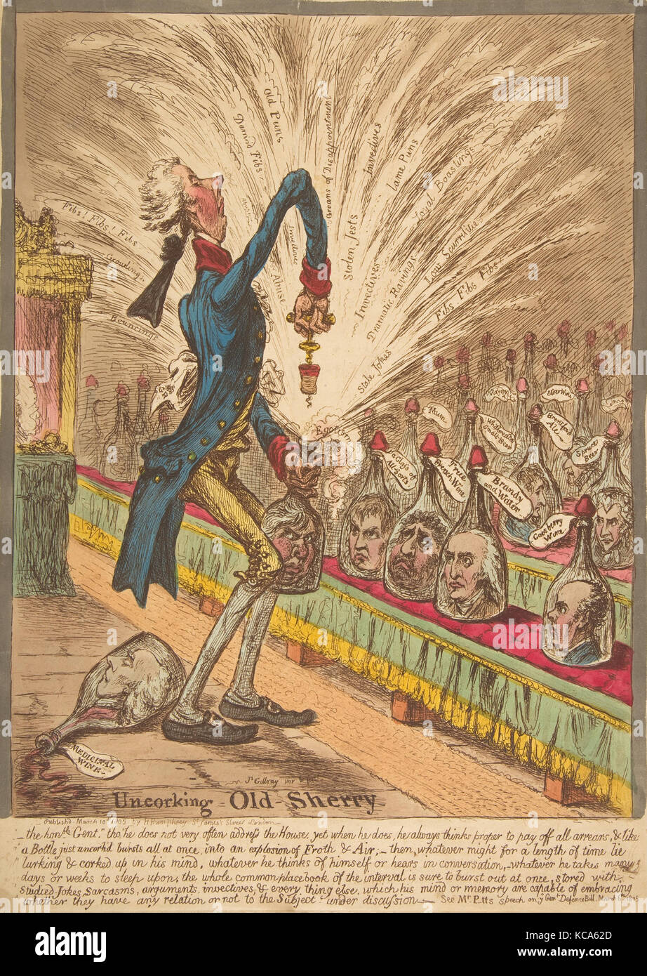 Entkorken alte Sherry, James Gillray, 10. März 1805 Stockfoto