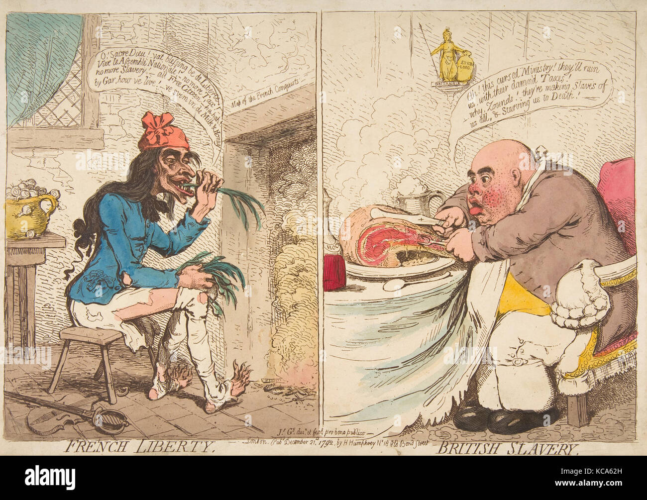 Französisch-britischen Freiheit Sklaverei, James Gillray, 21. Dezember 1792 Stockfoto