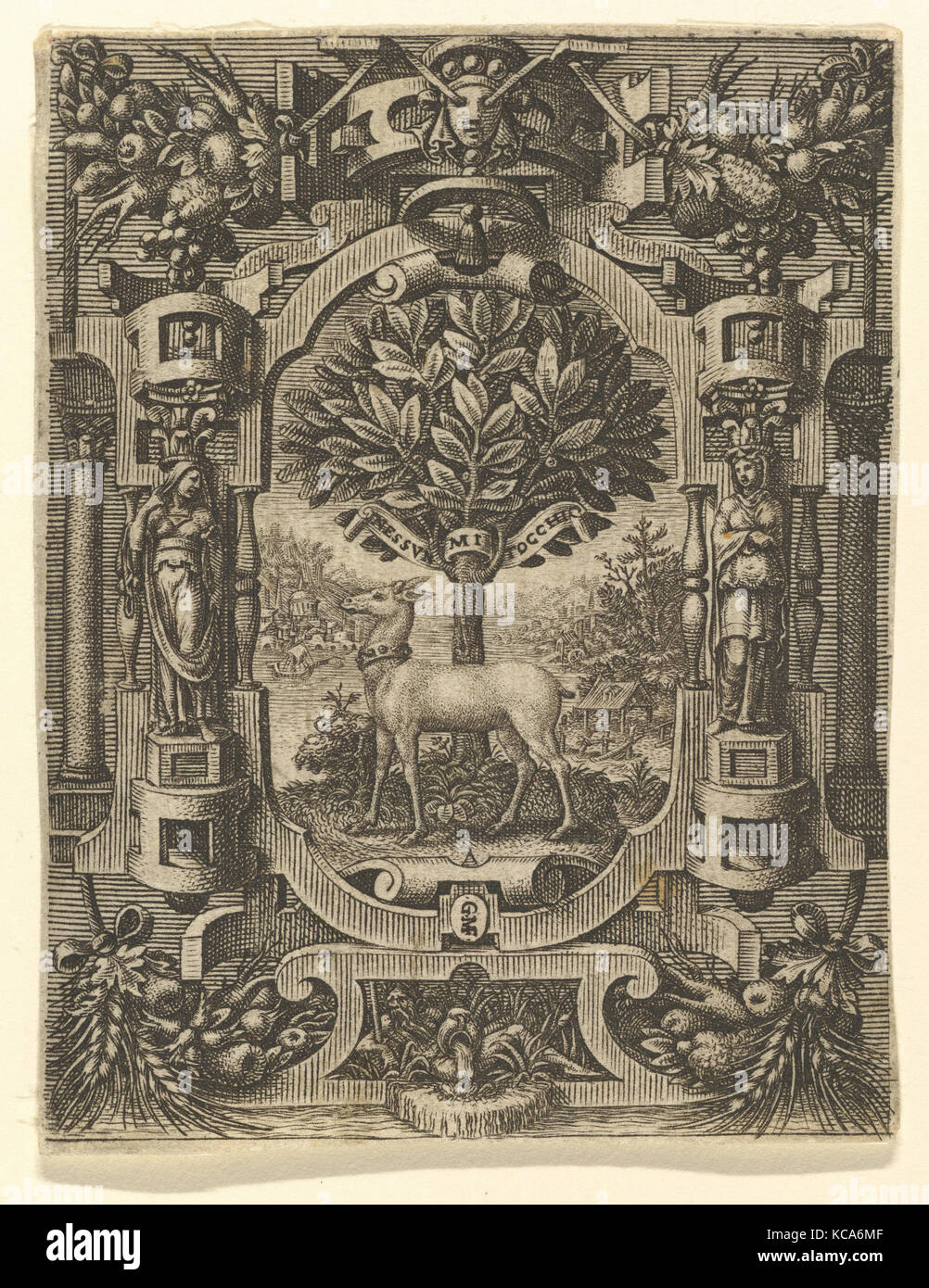 Emblem von Lucrezia Gonzaga, Giorgio Ghisi, vor 1566 Stockfoto