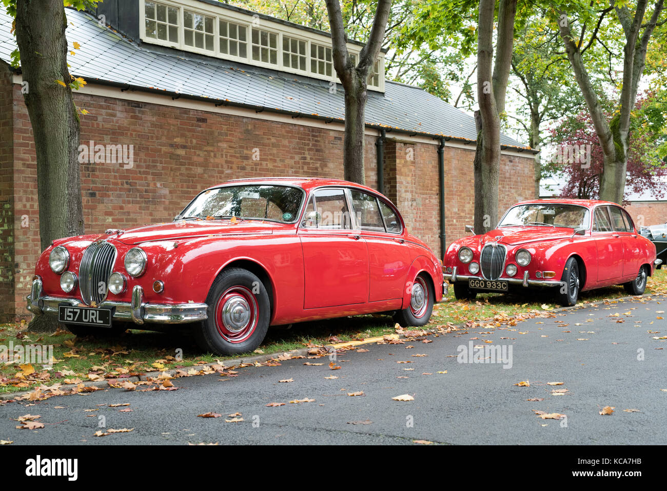 1964 rote Markierung 2 Jaguar in Bicester Heritage Center. Oxfordshire, England Stockfoto