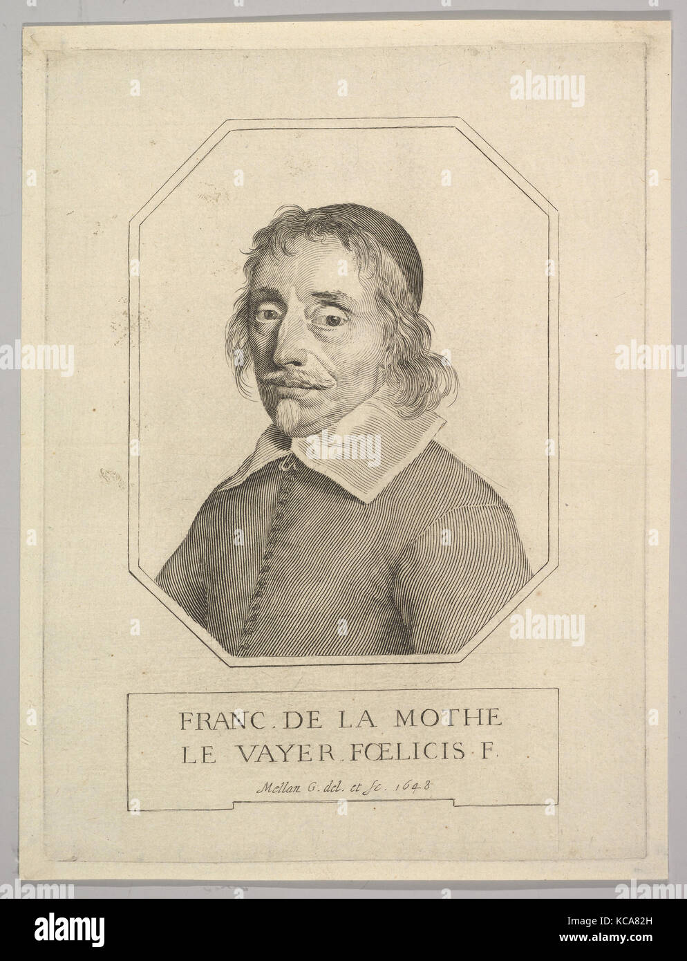 François de La Mothe Le Vayer, 1648, Kupferstich; 2. der Zustand von zwei (BN), Blatt: 9 5/8 x 7 5/16 in. (24,4 x 18,5 cm), Drucke Stockfoto