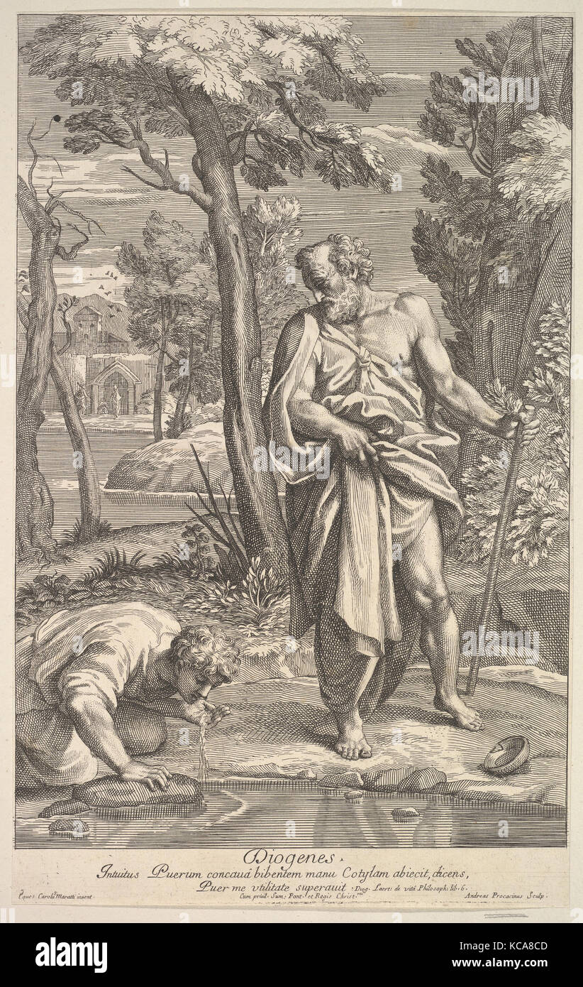 Diogenes, 1685 - 1734, Radierung, Blatt: 20 11/16 x 14 5/8 in. (52,5 x 37,2 cm), Drucke, Andrea Procaccini (Italienisch, Rom 1671 - 1734 Stockfoto