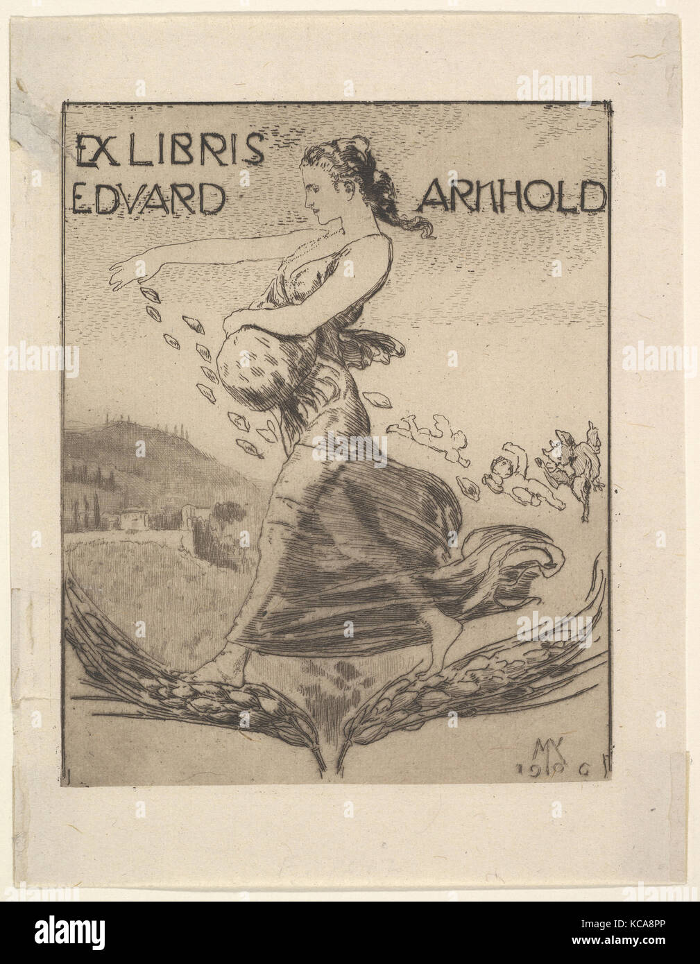 Ex Libris der Eduard Arnhold, n.d., Bild: 5 1/16 x 4 1/16-in. (12,8 x 10,3 cm), Drucke, Max Klinger (Deutsch, Leipzig 1857 - 1920 Stockfoto