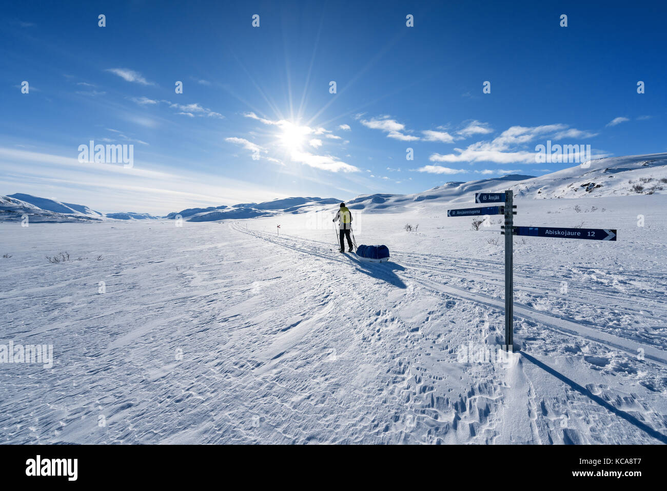 Skitouren in kebnekaise massive, schwedisch Lappland, Schweden, Europa Stockfoto