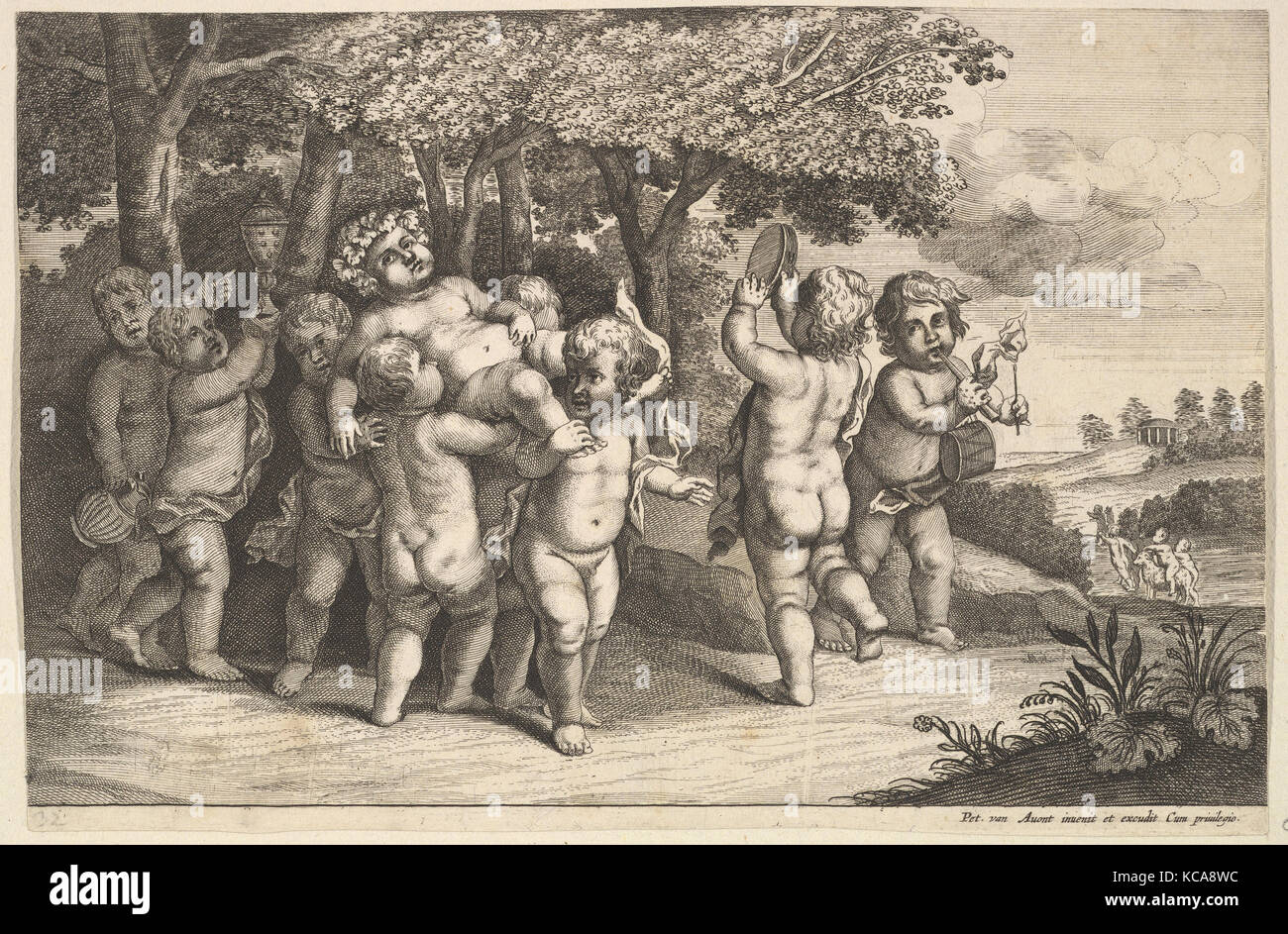 Neun kleine Jungen, 1625-77, Ätzen, Drucke, Wenzel Hollar (Böhmische, Prag 1607 - 1677 London Stockfoto