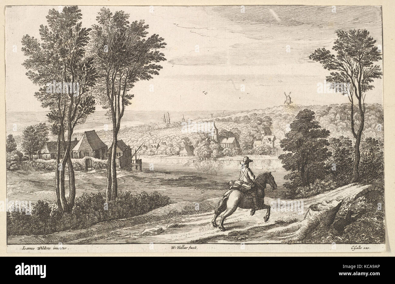 Der Reiter, 1650, Radierung, dritten Staat von vier (NH), Platte: 5 1/2 x 8 7/16 in. (13,9 x 21,5 cm), Drucke, nachdem Jan Wildens Stockfoto