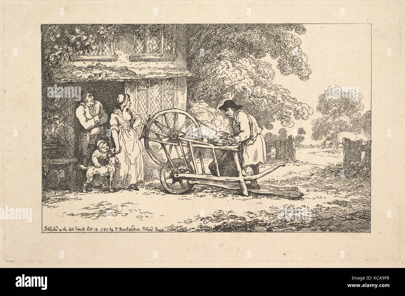 Eine reisende Messer - Schleifer an einer Hütte Tür, Thomas Rowlandson, 1787 Stockfoto