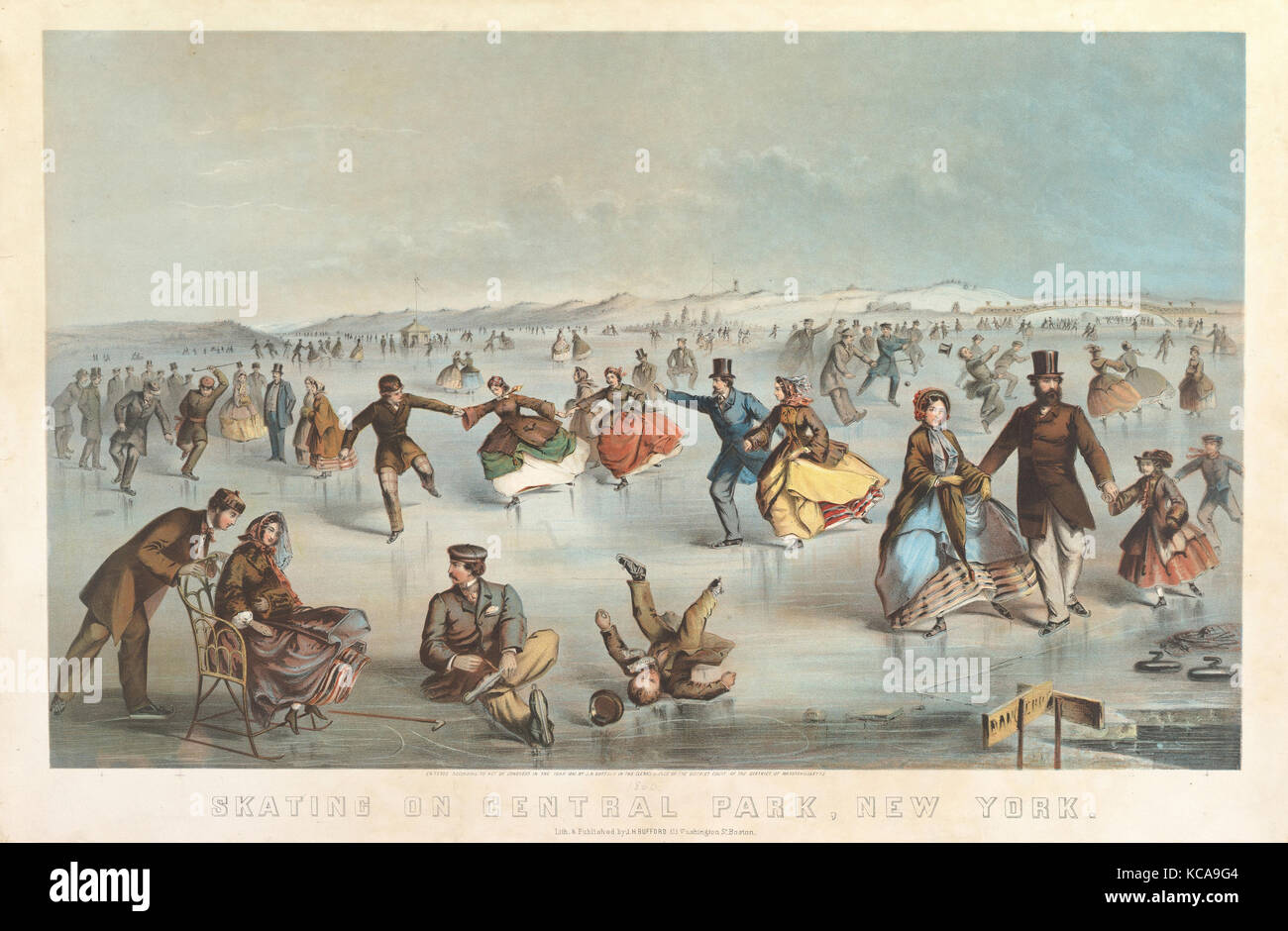 Eislaufen im Central Park, New York, Winslow Homer, 1861 Stockfoto