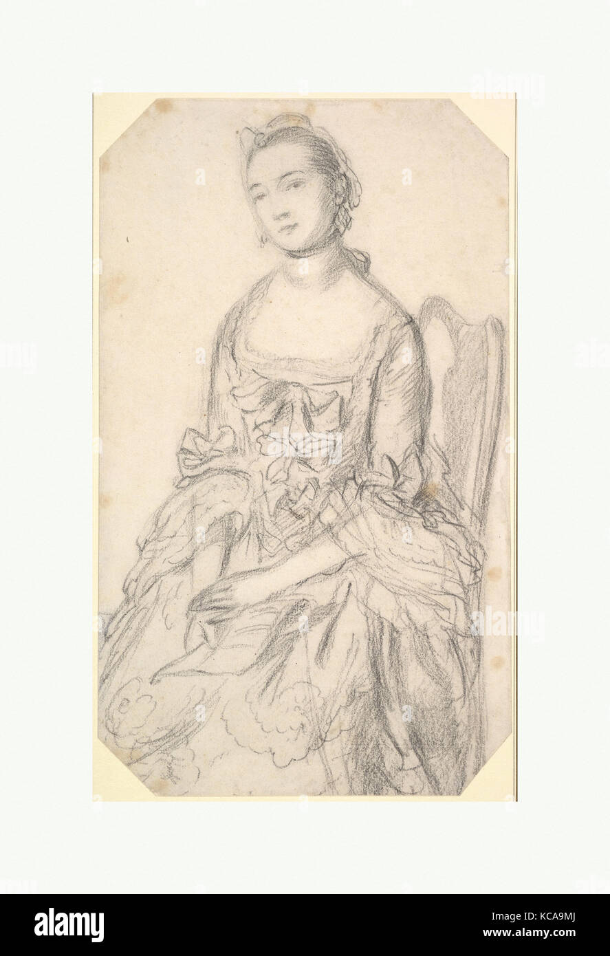 Porträt einer jungen Frau sitzt, Thomas Gainsborough, Ca. 1760 Stockfoto