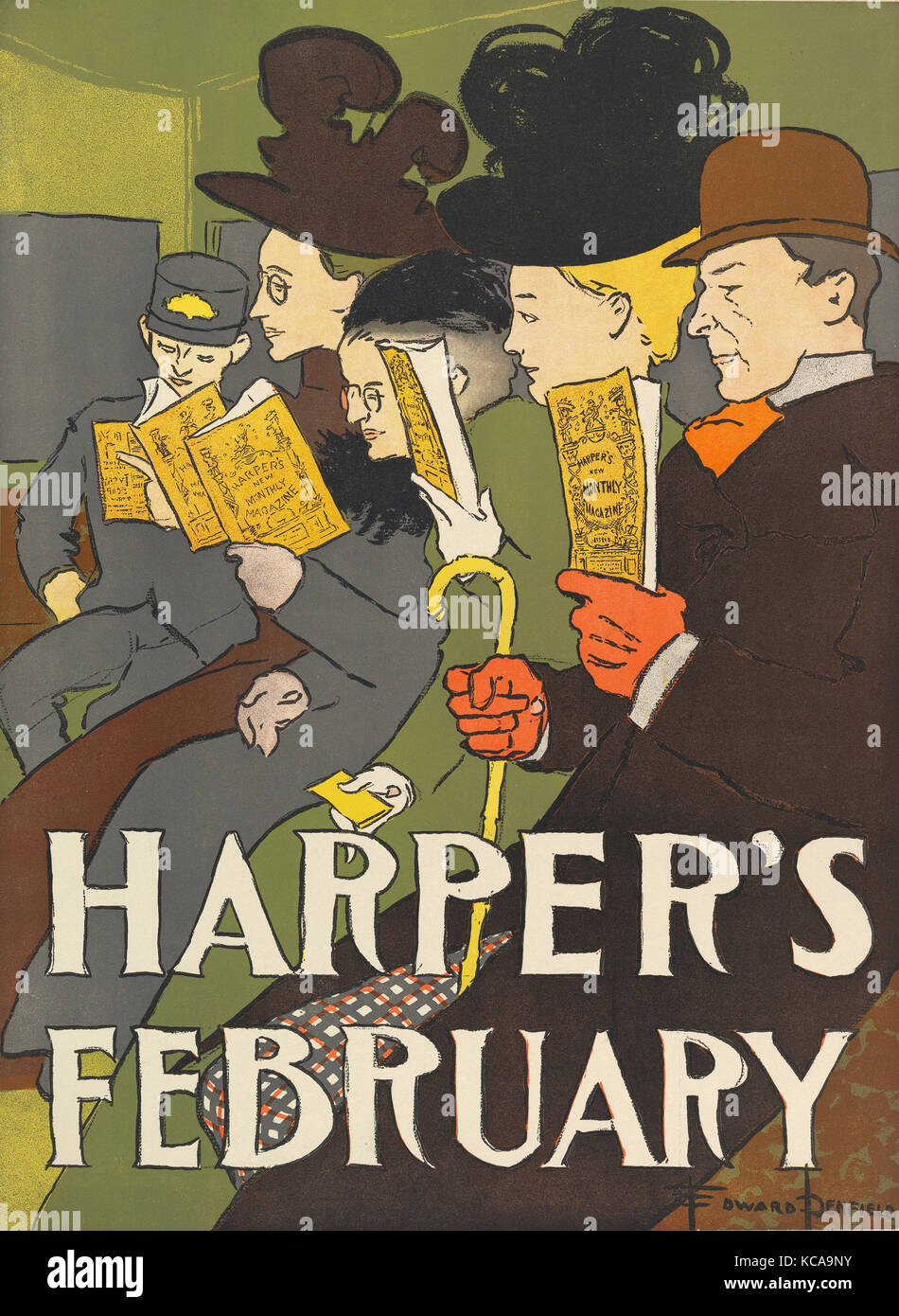 Harper's: Februar, 1897, Lithographie, Blatt: 19 x 14 in. (48,3 x 35,5 cm), Edward Penfield (Amerikanische, Brooklyn, New York 1866 Stockfoto