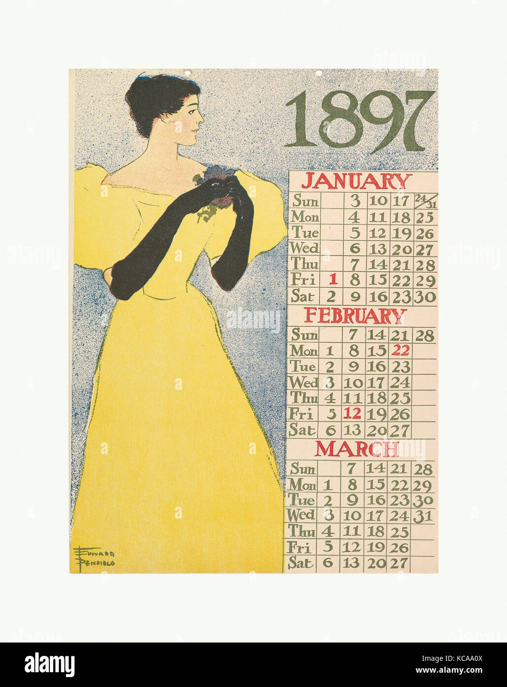 Januar, Februar, März 1897, Edward Penfield, 1896 Stockfoto