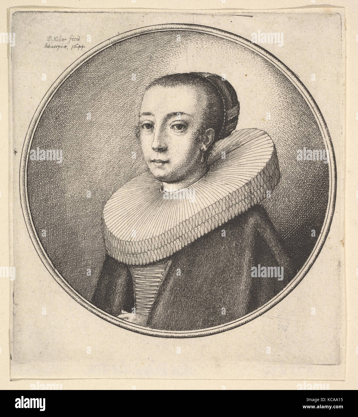 Frau mit runder Spitze Ruff, Wenzel Hollar, 1644 Stockfoto